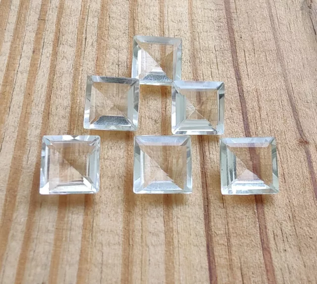 10 Pcs Natural Crystal Quartz 6x6mm Square Faceted Cut Loose Handmade Gemstone