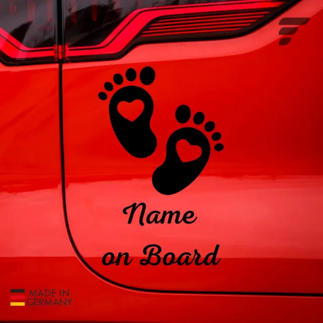 2x Baby On Board Name Aufkleber Individual Auto Sticker mit Namen bis 15 cm