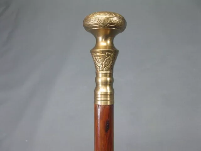 New Solid Antique Solid Brass Handle Wooden Walking Stick Cane Vintage Designer/