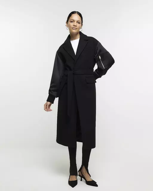 River Island Womens Black Polyester Coat Size 10