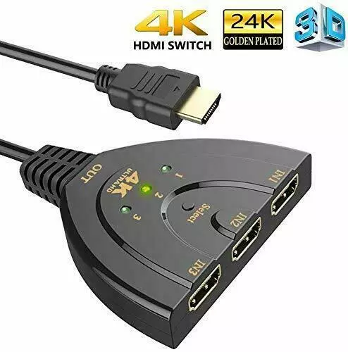 4K 3 Port Hdmi Splitter Cable Multi Switch Switcher Hub Box Lcd Hdtv Ps3 Xbox