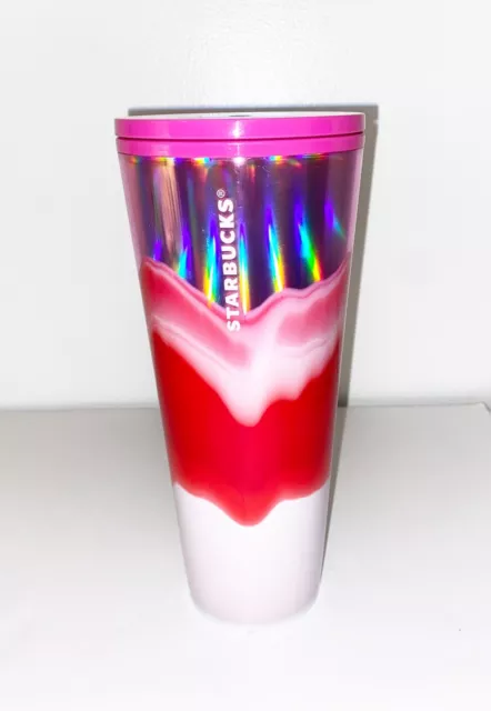 2021 Starbucks Color Wave pink Red swirl venti tumbler holiday Winter NO STRAW