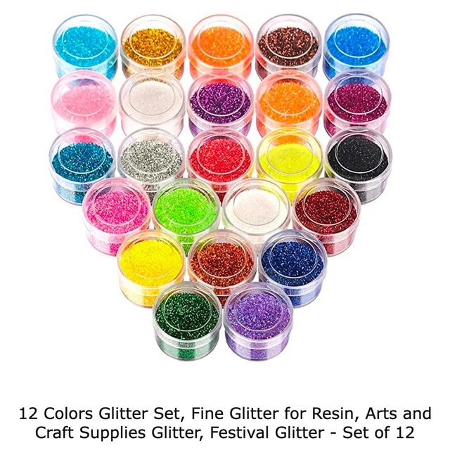 Set Di 12 Glitter Fine per Resina Arte e Artigianato Forniture Festival