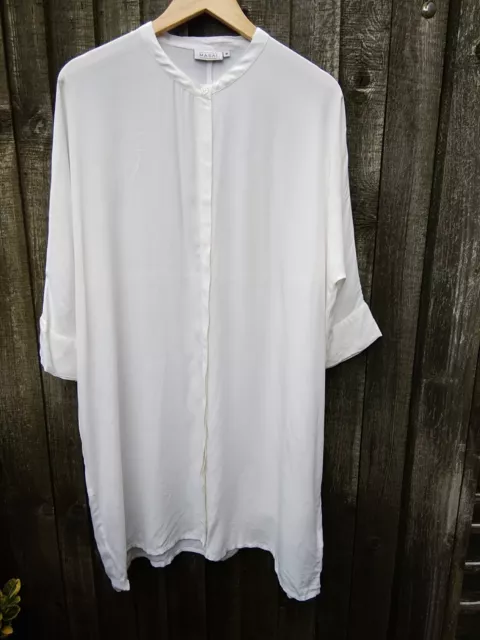 Masai Shirt Dress / Long Tunic Size M White Oversized Lagenlook Loose Floaty