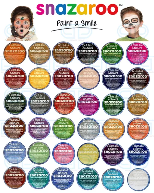 Snazaroo Face Paint & Body Make Up Many Colours Stage Fancy Dress Halloween 18ml