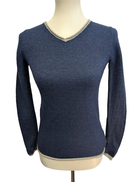 Pull Uniqlo Femme 100% Laine Vierge Bleu Navy Taille XS - Neuf Avec Petite Imperfection