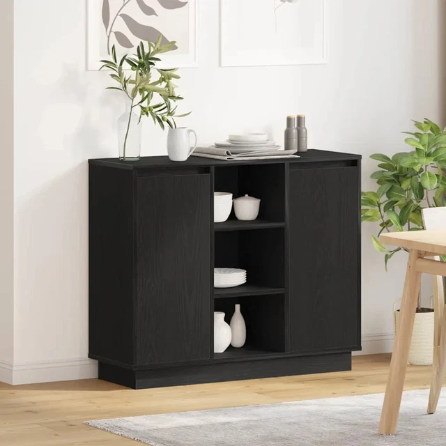 VidaXL Buffet Rangement LED Moderne - Meuble Salon Gris Béton 60x37x100cm