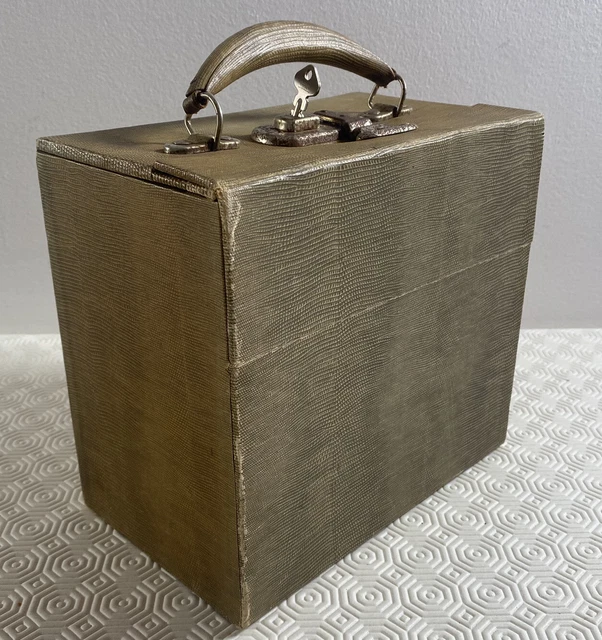 Mid Century Record Box 7” Singles 45 Case Faux Snake Skin