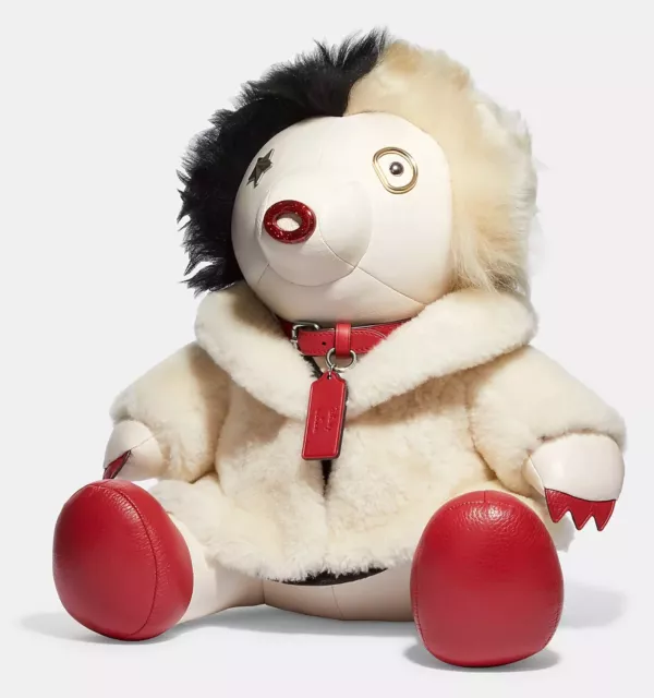 Coach x Disney Villains Cruella Collectible Bear Plush Leather New with Tags