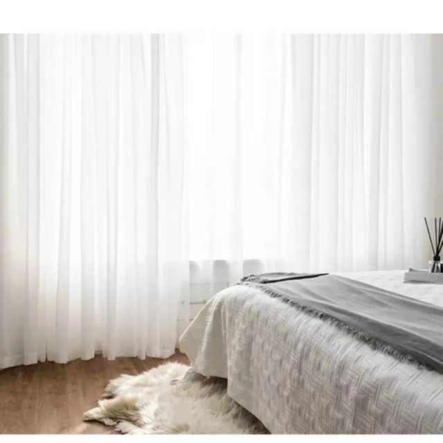 White Sheer Curtains For Living Room Window Transparent Voile Tulle Curtain Cort