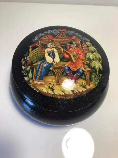 Vintage PALEKH Lacquer Box Russian Hand Painted Signed USSR