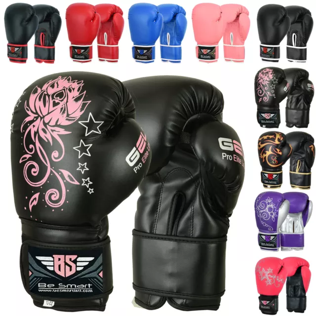 Ladies Pink Gel Boxing Gloves Bag Womens Gym Kick Pads MMA Mitts Muay Thai