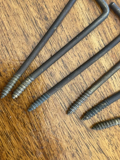 Vintage Lot Of 6 Screw In Wall Hook Primitive Coat Closet Scarf   Hardware 2