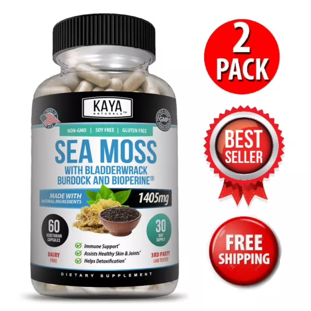 (2 Pack) Organic Irish Sea Moss, Bladderwrack & Burdock, Thyroid, Immune Support