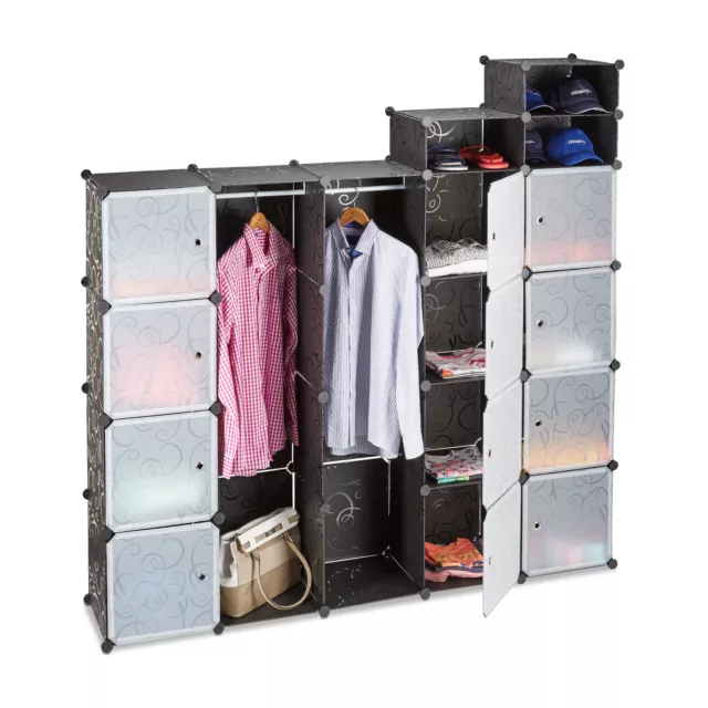 Kleiderschrank Stecksystem 18 Fächer Kunststoff Garderobenschrank Wäscheschrank 3