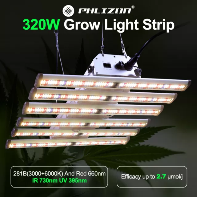 Phlizon 320W LED Grow Light Sunlike Full Spectrum from Seed Veg Flower Plants