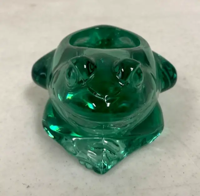 Green Glass Frog Votive Tea Light Candle Holder, Indiana Glass, Vintage