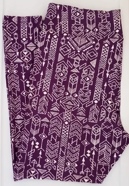 OS LuLaRoe One Size Leggings Tribal Aztec on Purple NWT L34