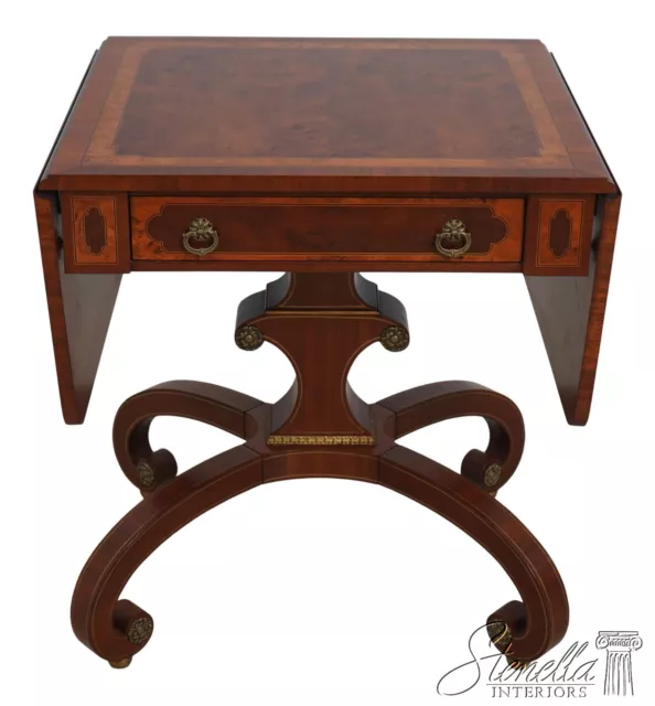 63861EC: JOHN WIDDICOMB Burl Walnut Neoclassical Drop Leaf Table