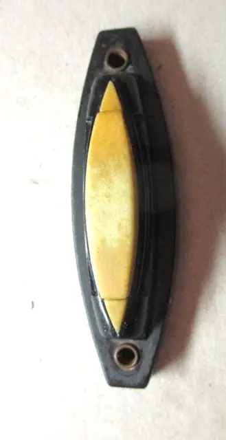 Brown Bakelite Push Bar Button Door Bell MCM Vintage 1940s 2-1/2 inch Centers