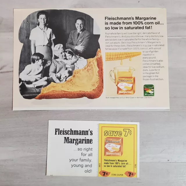 Fleischmanns Margatine Print Ad Coupon Corn Oil Fat Advertisement 1966 Ephemera