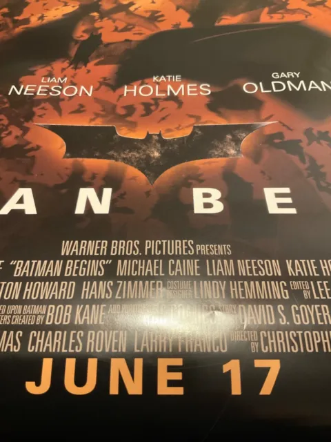 BATMAN BEGINS. Theatrical Movie POSTER. Original. 27x40. WARNER BROS. Official.