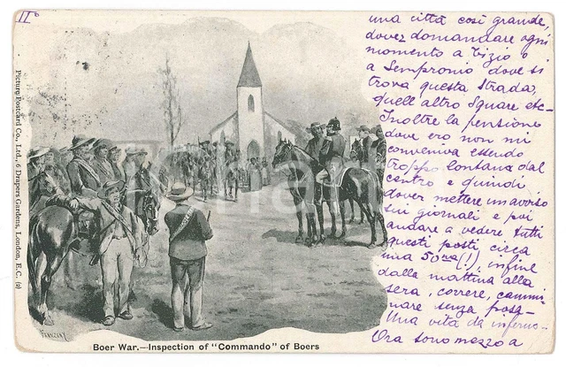 1900 BOER WAR Inspection of commando of Boers - Postcard FP VG