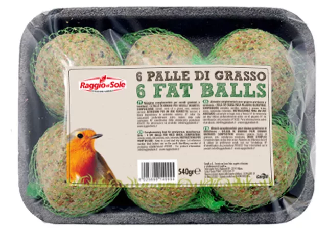 palle di GRASSO con rete per UCCELLI SELVATICI cibo granivori insettivori 90g