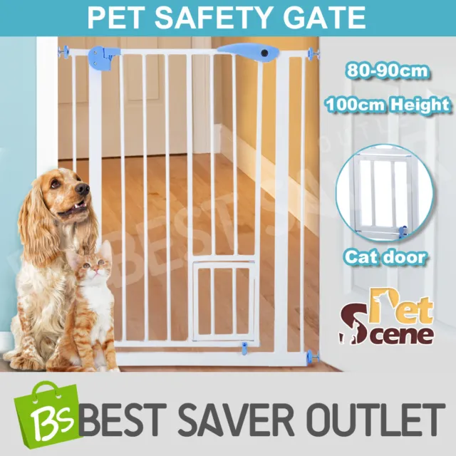 Baby Safety Security Gate Adjustable Pet Dog Stair Barrier Cat Door 100cm Tall