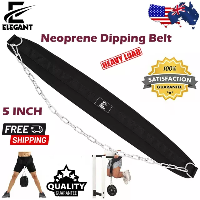 Dipping Dip Chain Belt Body Building Weight Lifting Gym Back Pull Up 5" Dip Belt