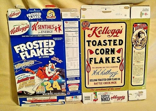 Kellogg's Cereal Box Set 2 Frosted Flakes 1999 Jeff Gordon 1995 90Th Anniv 1910.