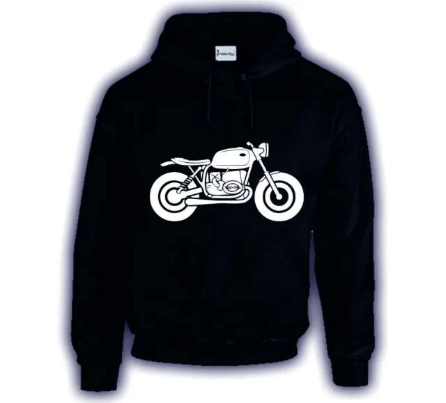 felpa cappuccio donna uomo caldo cotone nera bianca disegno moto motocicletta