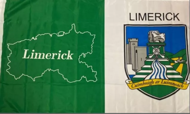 Limerick GAA Official 5 x 3 FT Flag - Crested Irish Gaelic Football Hurling