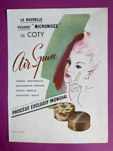 Coty 1948 advertising vintage beauté publicité poudre Air Spun powder beauty