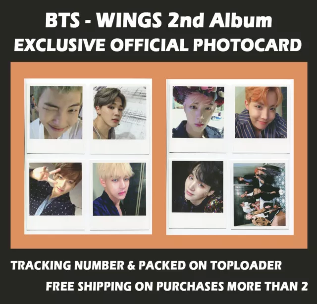 BTS - WINGS 2o Álbum TARJETA FOTOGRÁFICA OFICIAL EXCLUSIVA POLAROID