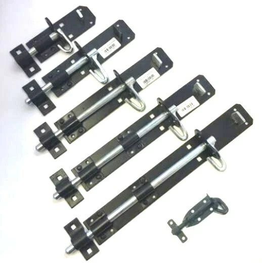 Heavy Duty BLACK Brenton Padlock Bolts Garden Gate Shed Door Lock-3/4/6/8/10/12"