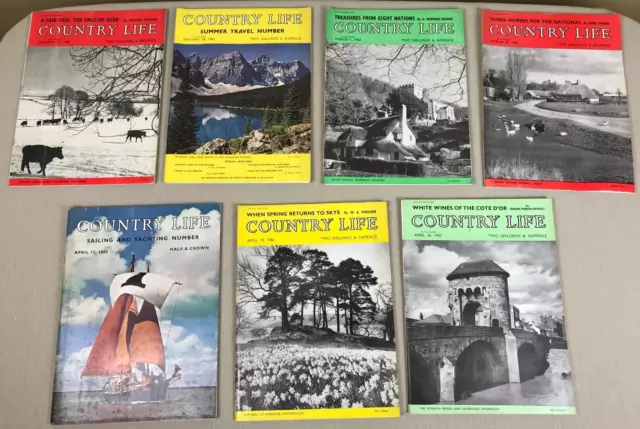 (1962) Country Life (UK) British Magazine, Lot of 7:  JANUARY, MARCH, APRIL 1962