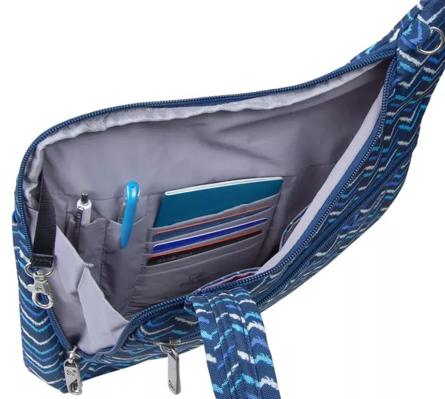 TRAVELON ANTI-THEFT CROSS-BODY Bag Two Pocket A V STRIPE $63.74 - PicClick