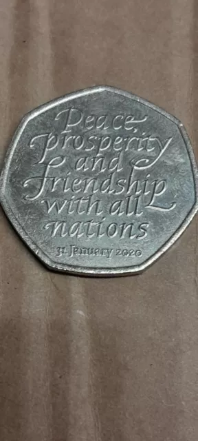 BREXIT 50p coin 2020 Peace, Prosperity & Friendship to all Nations CIRCULATED.
