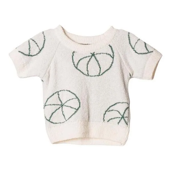 Bobo Choses Knit Jumper Basketball Sweater Top White Green Toddler Size 2-3y HTF
