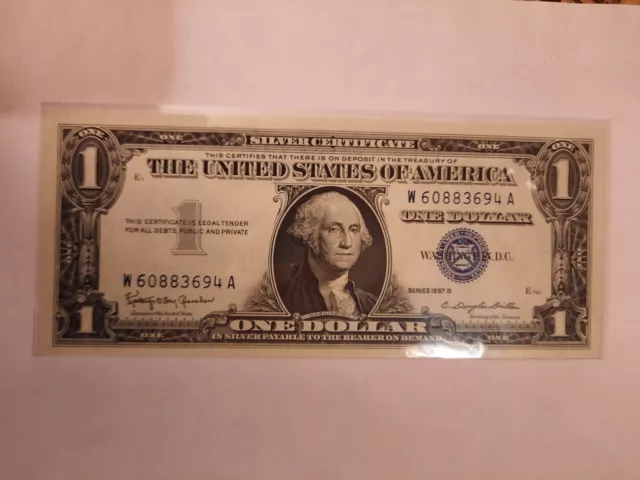 1957 One Dollar Blue Seal Series B Note Silver Certificate RARE