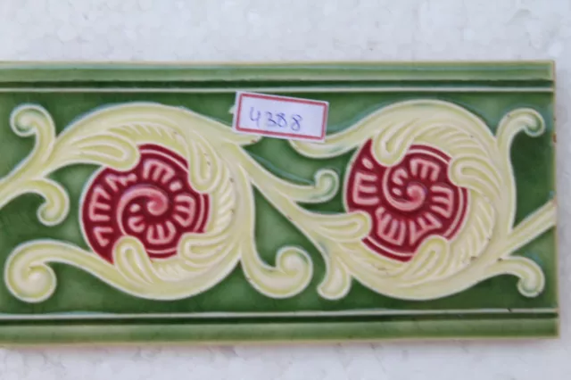 Japan antique art nouveau vintage majolica border tile c1900 Decorative NH4388 5