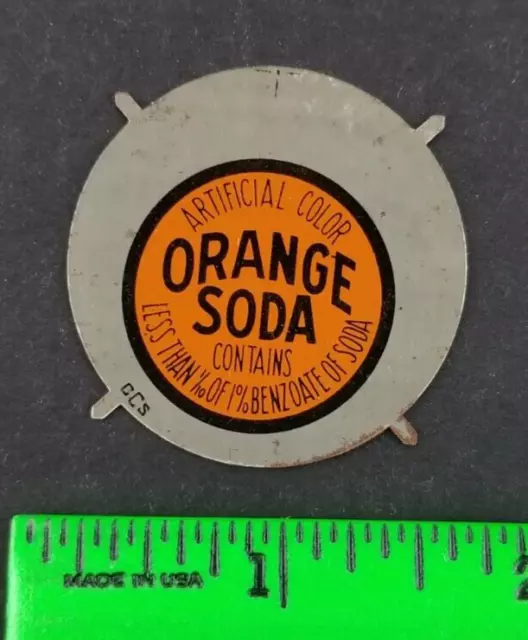 Vintage Orange Soda Unpressed Metal Soda Cap Proof