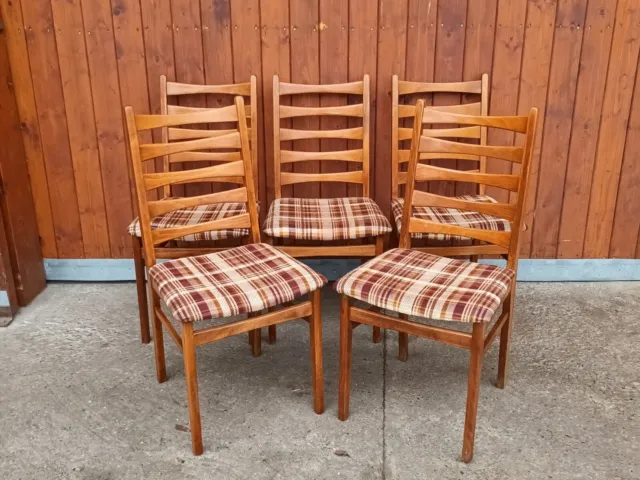 6x Esszimmerstühle Vintage Designer Stuhl Holz 60er Sprossenstuhl Danish 60s D