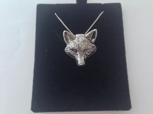 A72 Fox Head 2 on a 925 sterling silver Necklace Handmade 18 inch chain