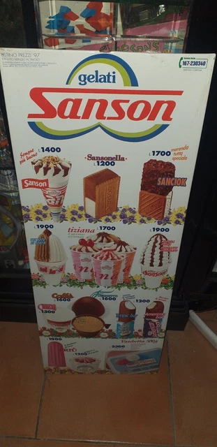 Enseigne Vintage GELATI SANSON - Ancienne Plaque Publicitaire Glaces Années 50/60