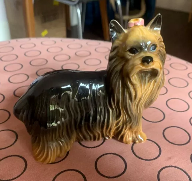 Vintage Copercraft? Yorkshire Terrier Dog Figurine Retro Kitch