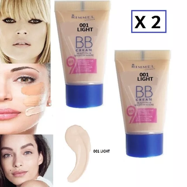 RIMMEL BB 9 EN 1 Cream Creme  Fond de teint 30ml  (2 x 15ml) 001 Light Clair