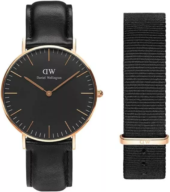 Daniel Wellington Gift Set, Classic Sheffield 36mm Rose Gold Watch with Cornwall