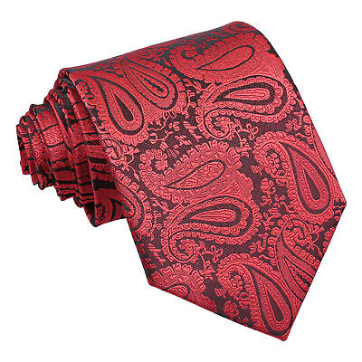 Nero Rosso Da Uomo Cravatta Tessuta Floreale Paisley Formale Casual Classico cravatta da DQT